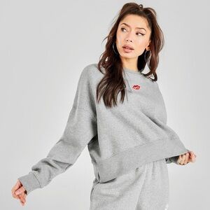 Nike Crewneck Gray Sweatshirt with Red kisses and hearts Nike on back